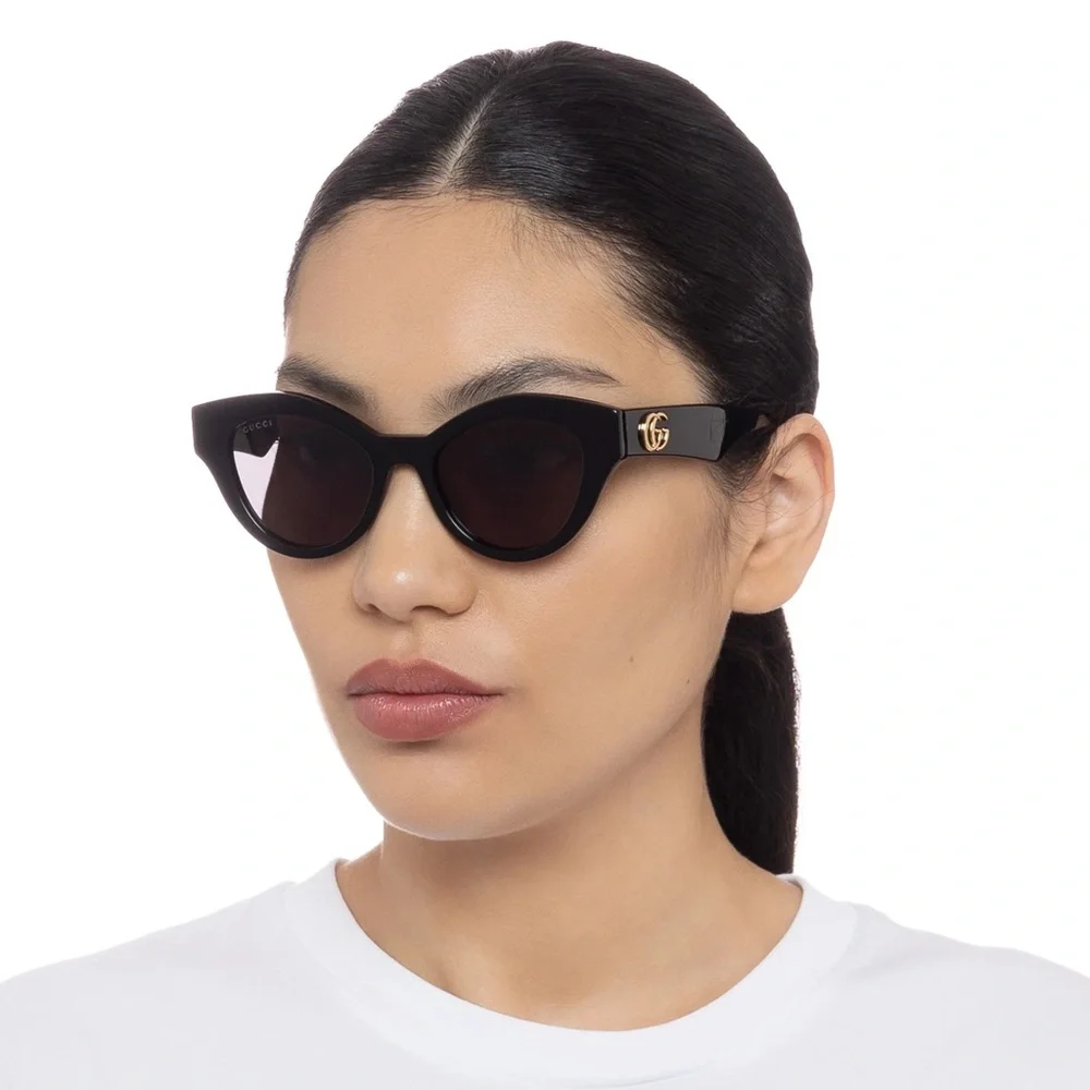 💯 Authentic GUCCI GG0957S 003 cat eye Gucci sunglass black frame brown lenses. - Picture 1 of 11